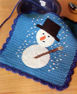 Crochet a Snowman Baby Bib